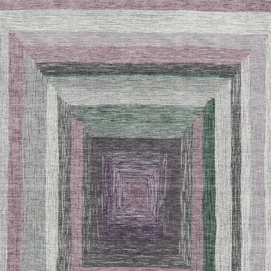 Blush Gray And Green Geometric Washable Indoor Outdoor Area Rug Photo 3