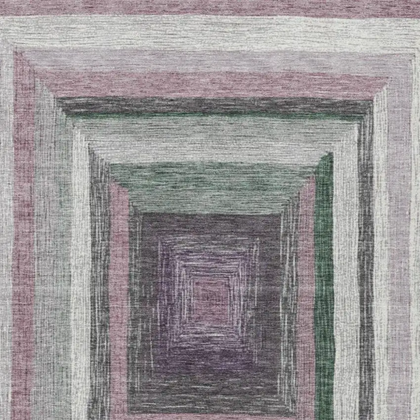 Blush Gray And Green Geometric Washable Indoor Outdoor Area Rug Photo 3