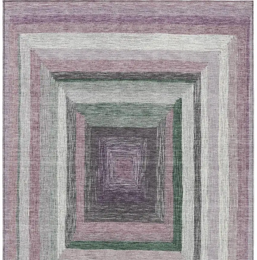 Blush Gray And Green Geometric Washable Indoor Outdoor Area Rug Photo 6