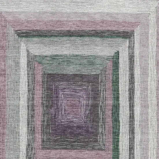Blush Gray And Green Geometric Washable Indoor Outdoor Area Rug Photo 3
