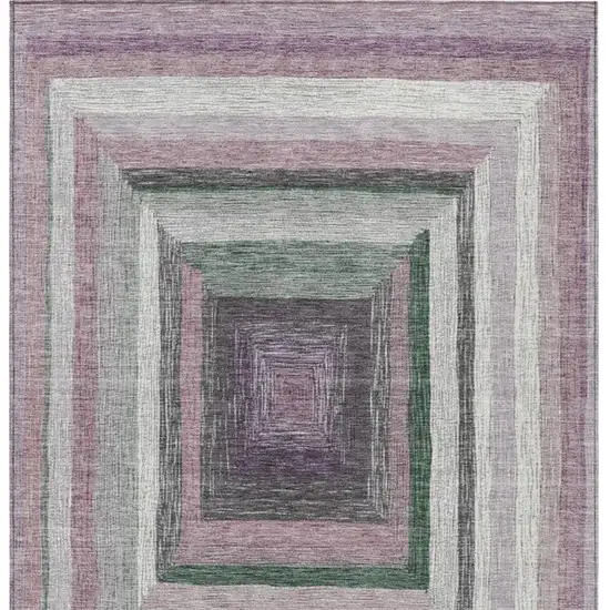 Blush Gray And Green Geometric Washable Indoor Outdoor Area Rug Photo 9
