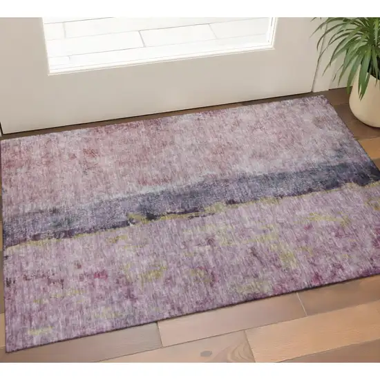 Blush Gray And Ivory Abstract Washable Area Rug With UV Protection Photo 1