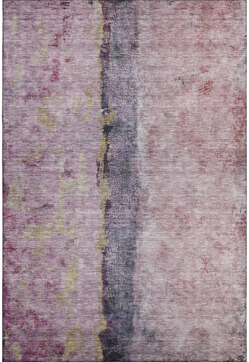 Blush Gray And Ivory Abstract Washable Area Rug With UV Protection Photo 2