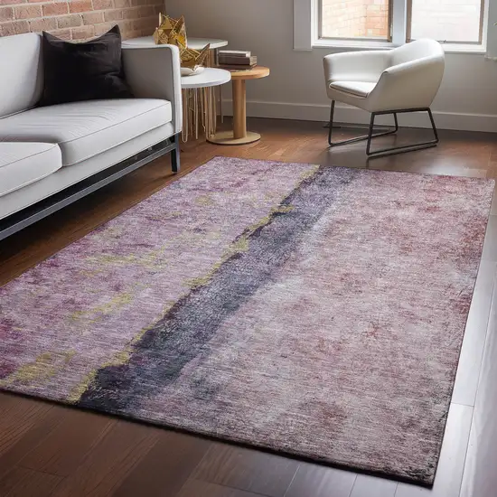 Blush Gray And Ivory Abstract Washable Area Rug With UV Protection Photo 4