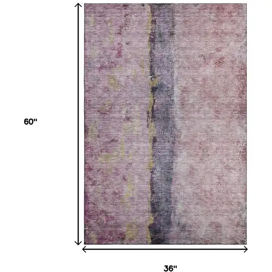 Blush Gray And Ivory Abstract Washable Area Rug With UV Protection Photo 3