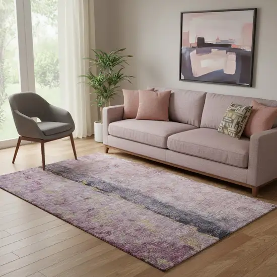 Blush Gray And Ivory Abstract Washable Area Rug With UV Protection Photo 1