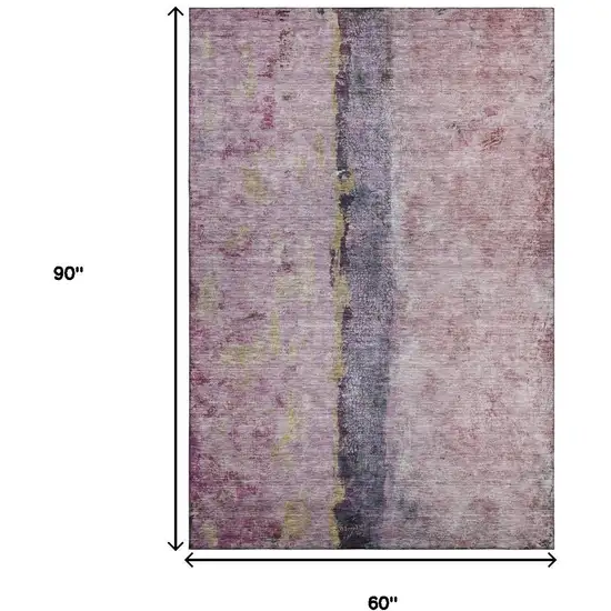 Blush Gray And Ivory Abstract Washable Area Rug With UV Protection Photo 5