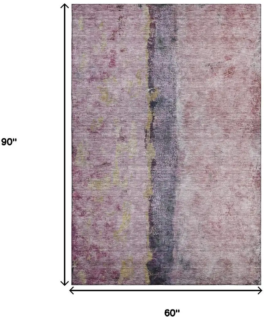 Blush Gray And Ivory Abstract Washable Area Rug With UV Protection Photo 5