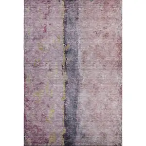 Photo of Blush Gray And Ivory Abstract Washable Area Rug With UV Protection