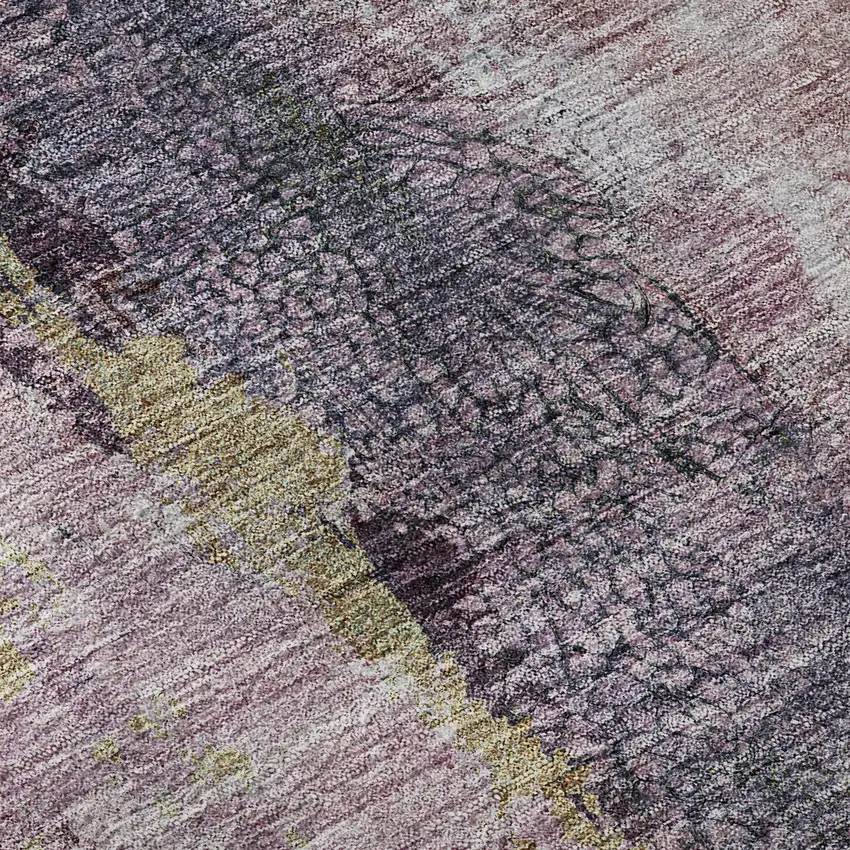 Blush Gray And Ivory Abstract Washable Area Rug With UV Protection Photo 3