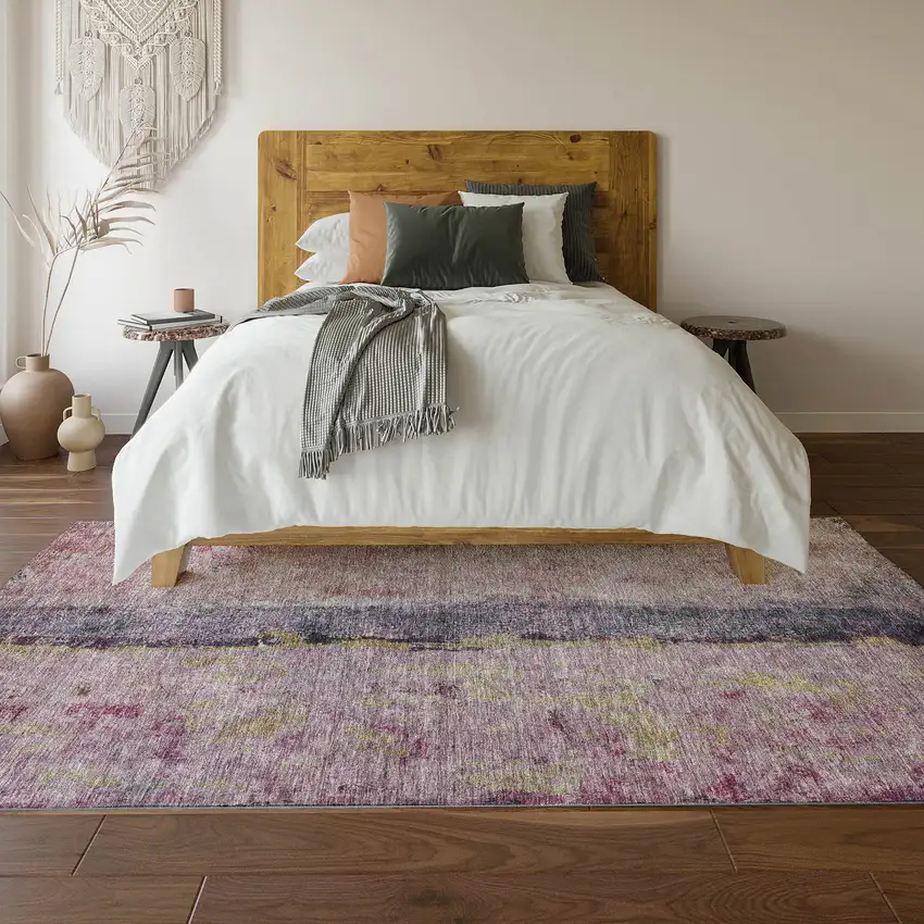 Blush Gray And Ivory Abstract Washable Area Rug With UV Protection Photo 5