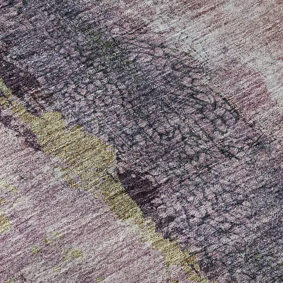 Blush Gray And Ivory Abstract Washable Area Rug With UV Protection Photo 9