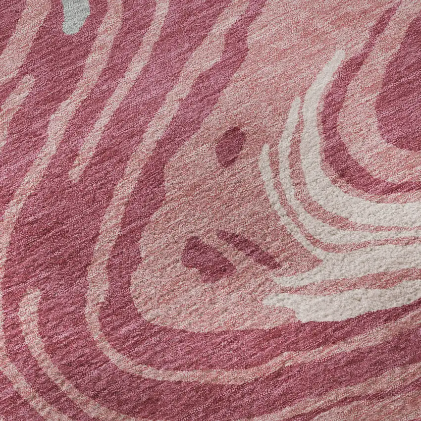 Blush Gray And Ivory Abstract Washable Area Rug With UV Protection Photo 1