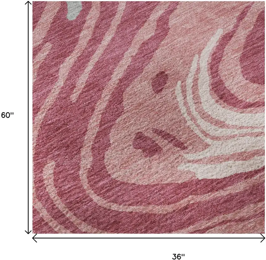 Blush Gray And Ivory Abstract Washable Area Rug With UV Protection Photo 9