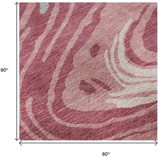 Blush Gray And Ivory Abstract Washable Area Rug With UV Protection Photo 9