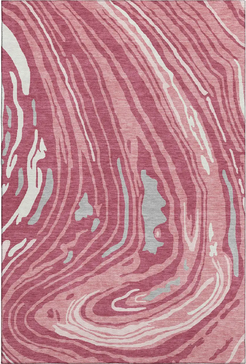 Blush Gray And Ivory Abstract Washable Area Rug With UV Protection Photo 5