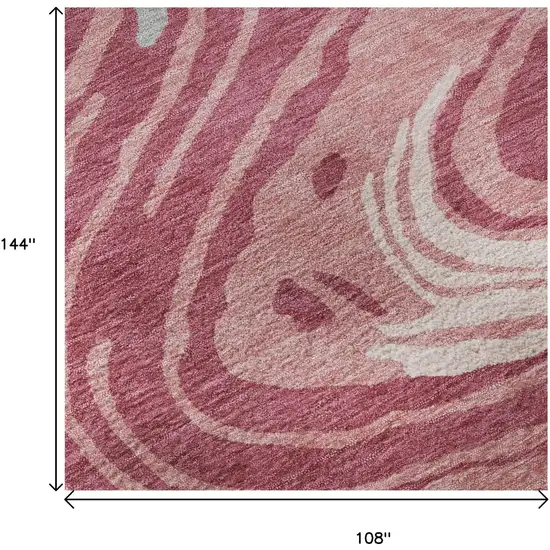 Blush Gray And Ivory Abstract Washable Area Rug With UV Protection Photo 8