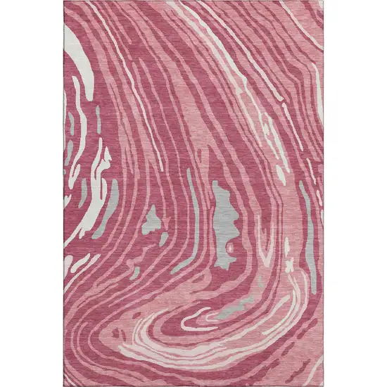 Blush Gray And Ivory Abstract Washable Area Rug With UV Protection Photo 4