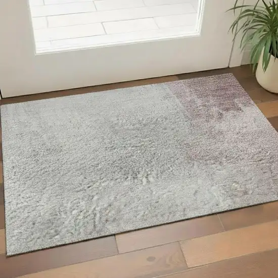 Blush Gray And Ivory Abstract Washable Area Rug With UV Protection Photo 2