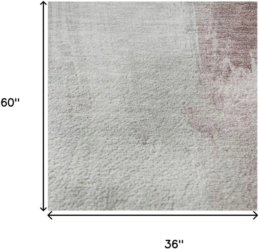 Blush Gray And Ivory Abstract Washable Area Rug With UV Protection Photo 8