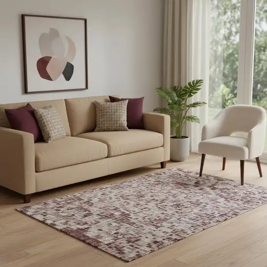 Blush Gray And Ivory Abstract Washable Area Rug With UV Protection Photo 2