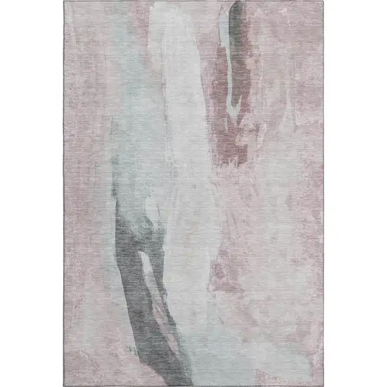 Blush Gray And Ivory Abstract Washable Area Rug With UV Protection Photo 7