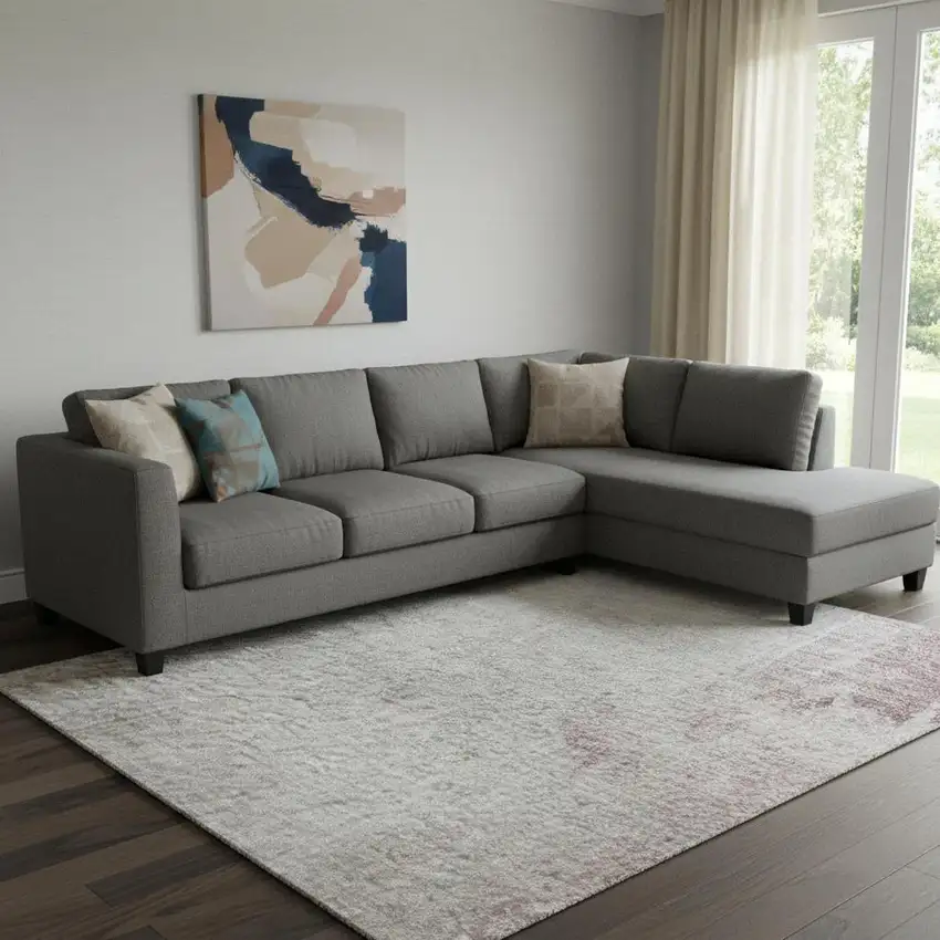 Blush Gray And Ivory Abstract Washable Area Rug With UV Protection Photo 2