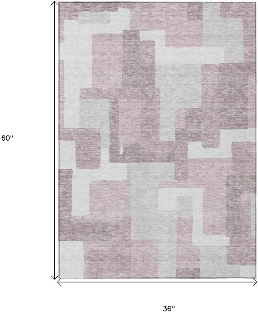 Blush Gray And Ivory Abstract Washable Indoor Outdoor Area Rug Photo 3