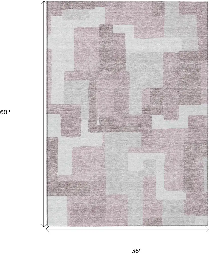 Blush Gray And Ivory Abstract Washable Indoor Outdoor Area Rug Photo 3