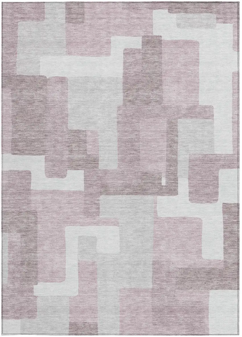 Blush Gray And Ivory Abstract Washable Indoor Outdoor Area Rug Photo 5