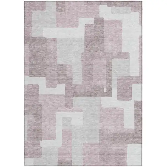 Blush Gray And Ivory Abstract Washable Indoor Outdoor Area Rug Photo 5