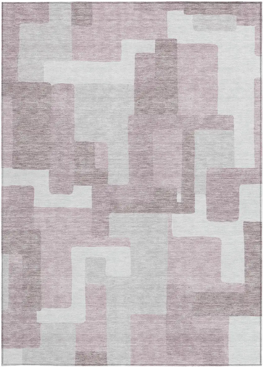 Blush Gray And Ivory Abstract Washable Indoor Outdoor Area Rug Photo 6