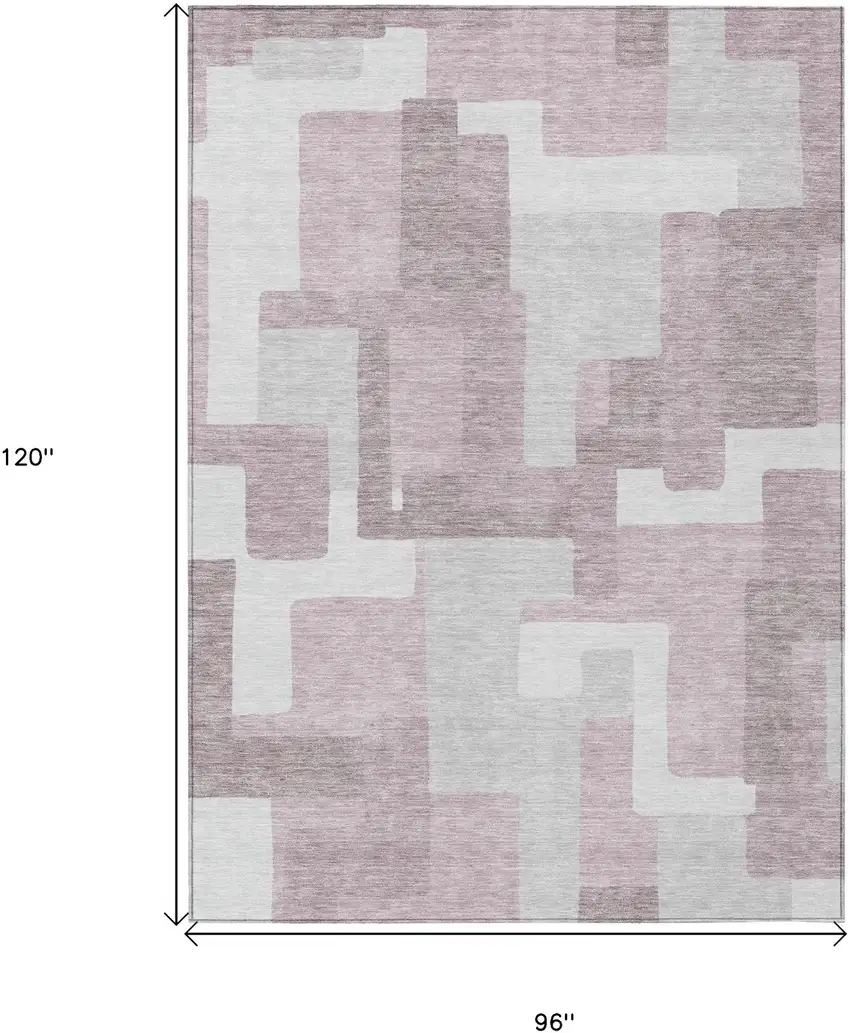Blush Gray And Ivory Abstract Washable Indoor Outdoor Area Rug Photo 3