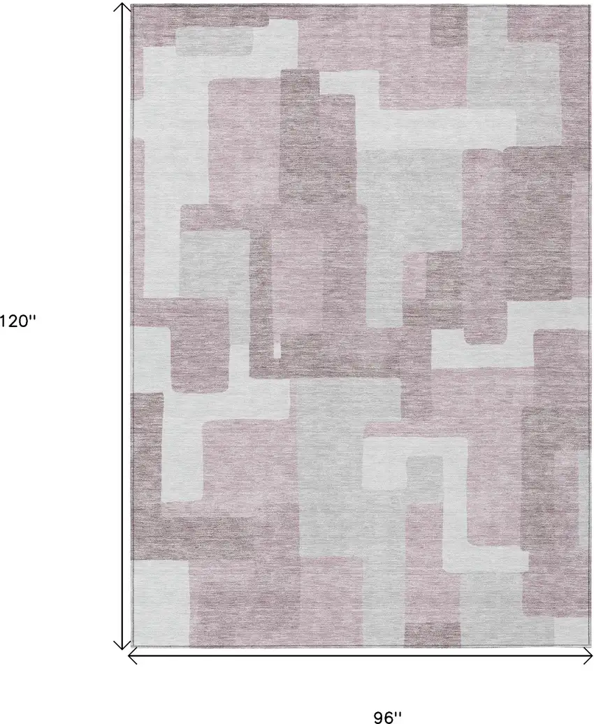 Blush Gray And Ivory Abstract Washable Indoor Outdoor Area Rug Photo 3