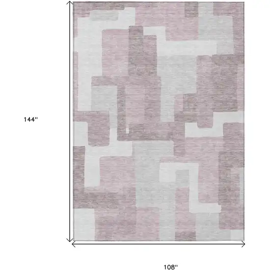 Blush Gray And Ivory Abstract Washable Indoor Outdoor Area Rug Photo 3