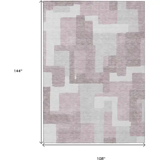 Blush Gray And Ivory Abstract Washable Indoor Outdoor Area Rug Photo 3