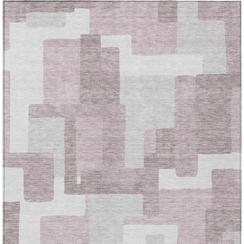 Blush Gray And Ivory Abstract Washable Indoor Outdoor Area Rug Photo 6
