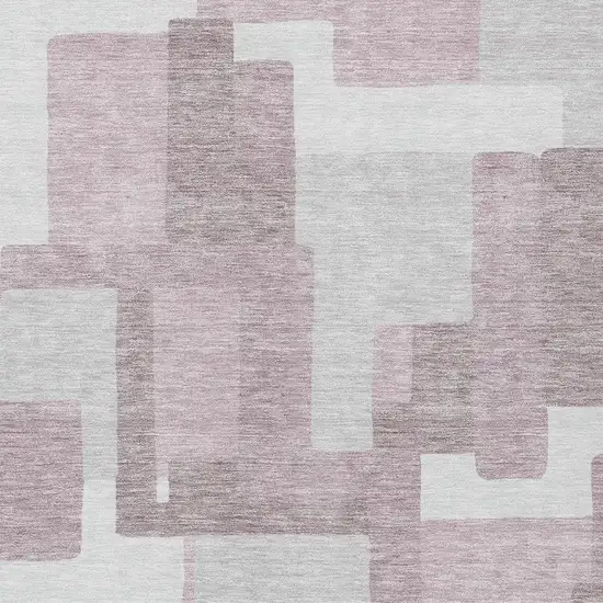 Blush Gray And Ivory Abstract Washable Indoor Outdoor Area Rug Photo 4