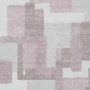 Photo of Blush Gray And Ivory Abstract Washable Indoor Outdoor Area Rug