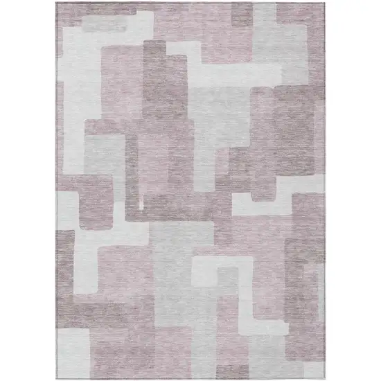 Blush Gray And Ivory Abstract Washable Indoor Outdoor Area Rug Photo 1