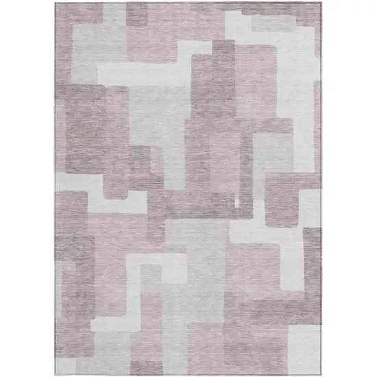 Blush Gray And Ivory Abstract Washable Indoor Outdoor Area Rug Photo 5