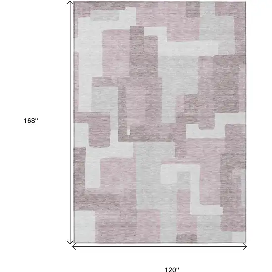Blush Gray And Ivory Abstract Washable Indoor Outdoor Area Rug Photo 3
