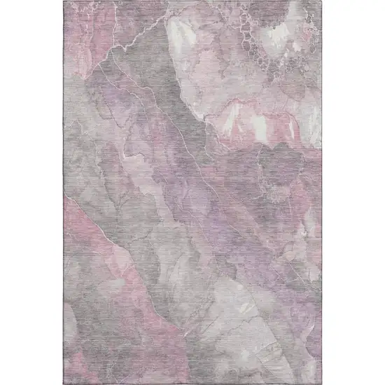 Blush Gray And Ivory Floral Washable Area Rug With UV Protection Photo 5