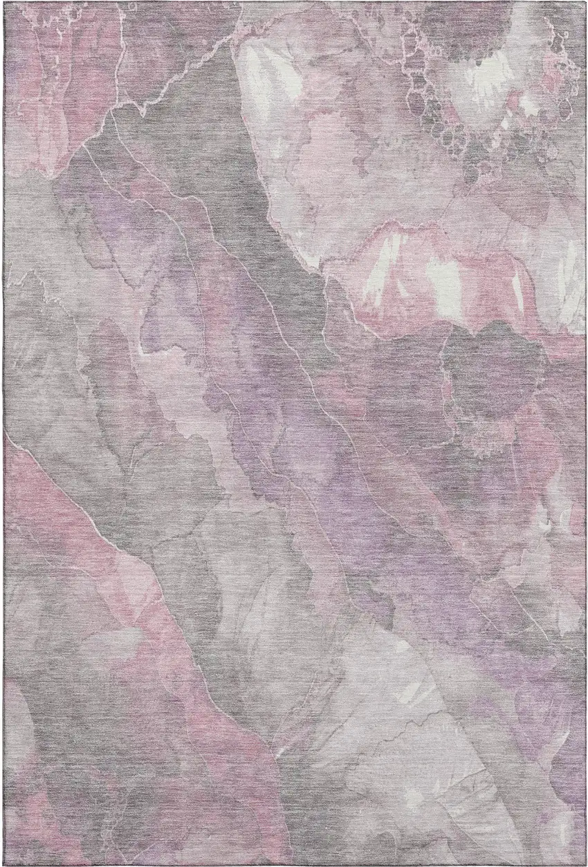 Blush Gray And Ivory Floral Washable Area Rug With UV Protection Photo 4