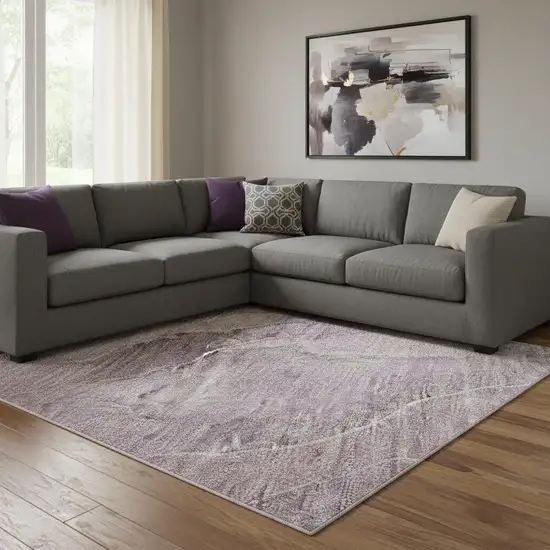 Blush Gray And Ivory Floral Washable Area Rug With UV Protection Photo 2