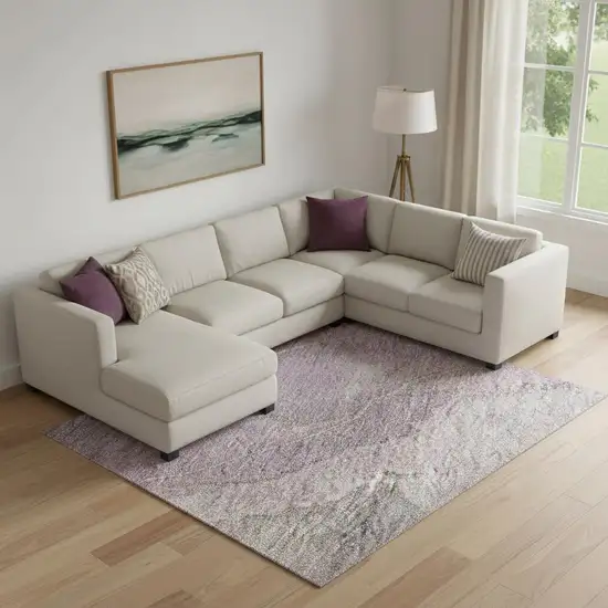 Blush Gray And Ivory Floral Washable Area Rug With UV Protection Photo 2