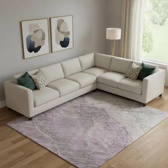 Blush Gray And Ivory Floral Washable Area Rug With UV Protection Photo 2