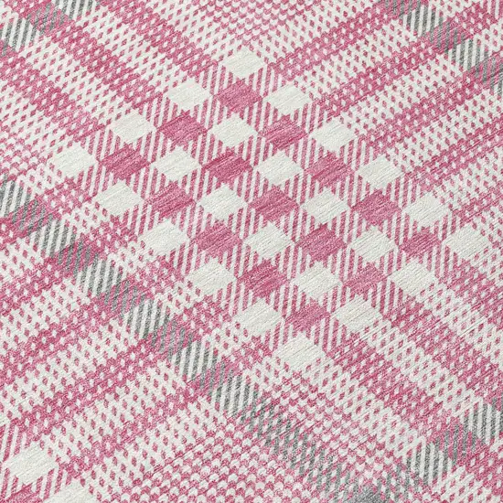 Blush Gray And Ivory Plaid Washable Indoor Outdoor Area Rug Photo 4