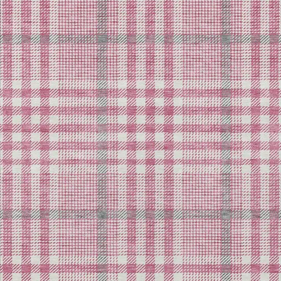 Blush Gray And Ivory Plaid Washable Indoor Outdoor Area Rug Photo 5
