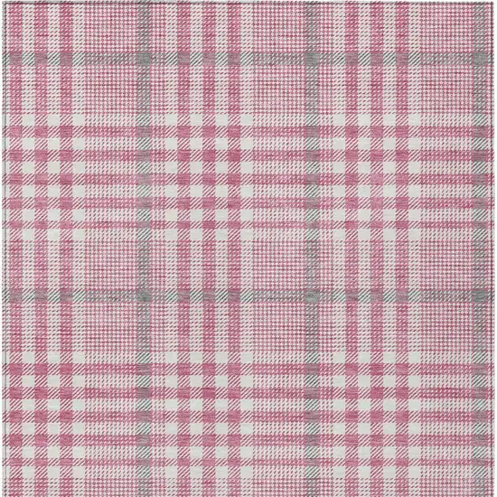 Blush Gray And Ivory Plaid Washable Indoor Outdoor Area Rug Photo 6